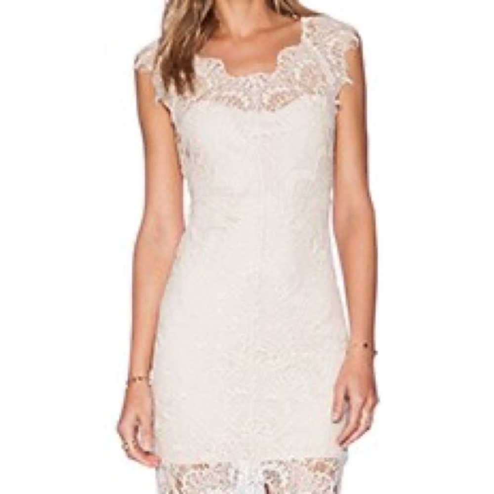 Intimately Free People Cream Lace Peek A Boo Slip Dress-size M